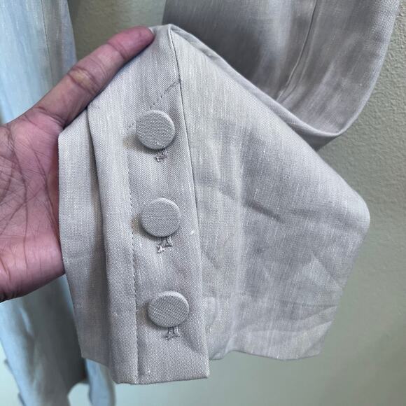 J. Jill Pant Trouser Linen Stretch Oatmeal Neutral Travel Beach Button Hem Small - Picture 4 of 8